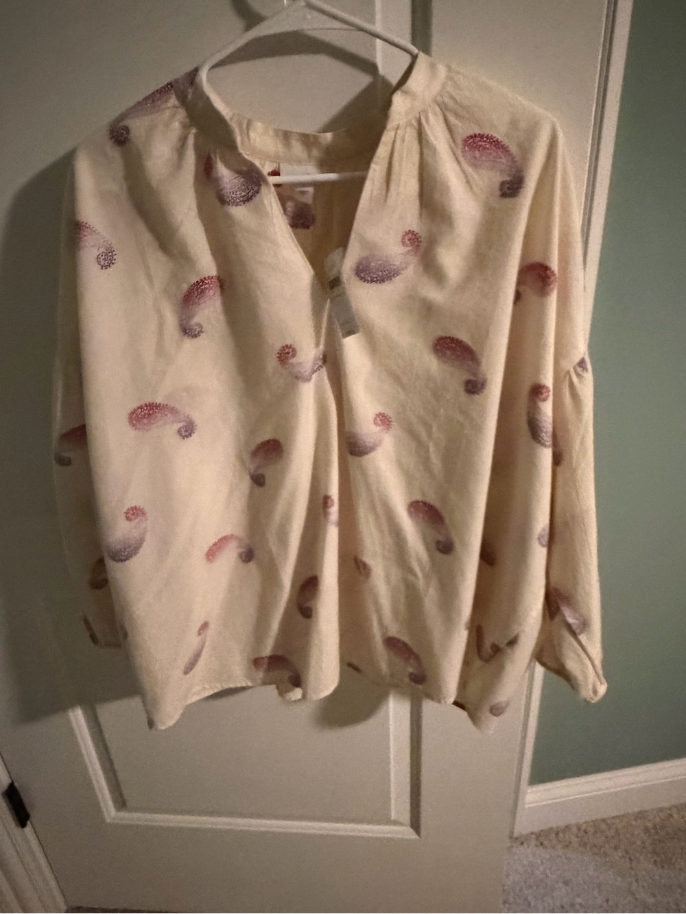 J. Jill Barley Multi Paisley V-Neck Top in Cream